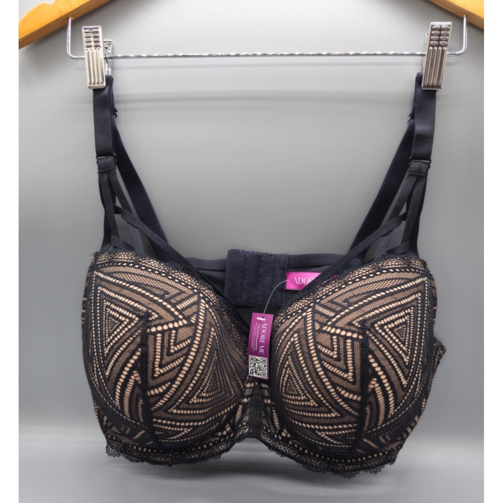 Adore Me Black Nude Lace‎ Wire Unpadded T-Shirt Bra 42DD NWT